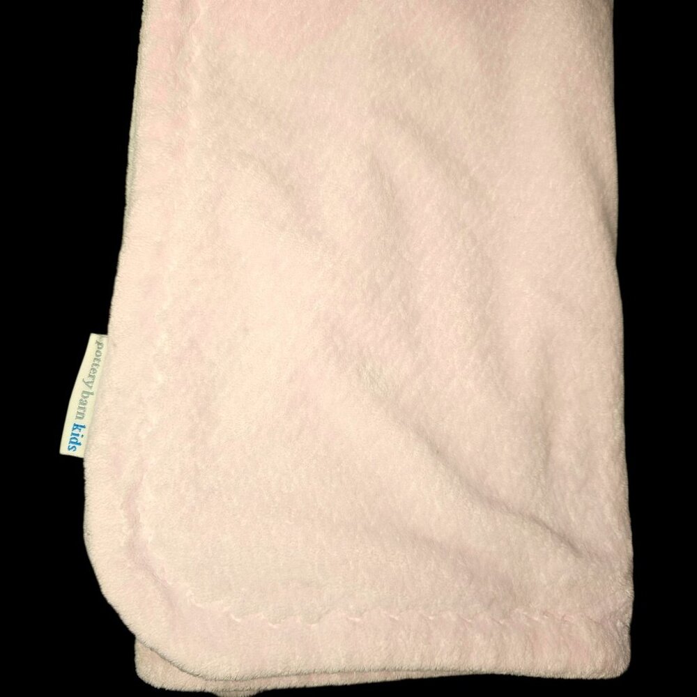 Pottery Barn Kids Baby Girl Pink Blanket Pastel White 30 x 40" Plush